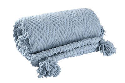Chenille Blanket w/Tassels - Slate Blue