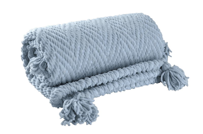 Chenille Blanket w/Tassels - Slate Blue Chenille Blanket w/Tassels - Slate Blue