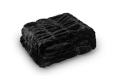 Faux Fur Ruched Throw Blanket
