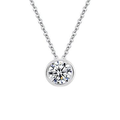 Sparkling Bezel Solitaire Necklace