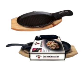 Oval Shaped Skillet w/ Wooden Base Oval Shaped Skillet w/ Wooden Base