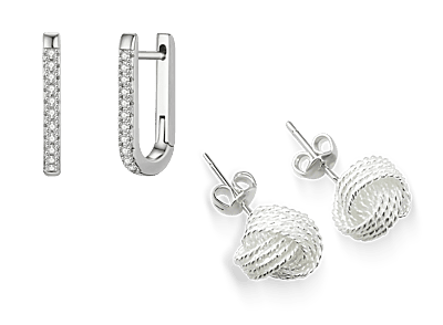 Sparkling Knot & Hoop Earring Duo